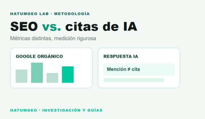 Esquema de comparación metodológica de resultados orgánicos y fuentes citadas por IA